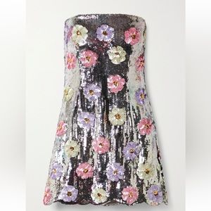 Brandon Maxewell Esme Strapless Sequined crepe mini dress